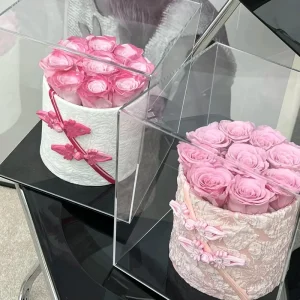 Home Decoration Luxurious Ornaments Bow Style Hugging Bucket Dried Eternal Flower Immortal Preserved Rose Valentine’s Day