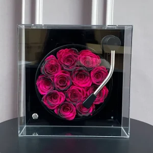 Home Decoration Preserved Rose Bluetooth Phonograph Speaker Everlasting Valentine’s Day Christmas Gift A Grade Quality 2 3 Years
