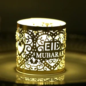 Home Islam Eid Al Adha Hollow Led Candle Light Cover Christmas Eid Mubarak Ramadan Dinner Party Table Decor