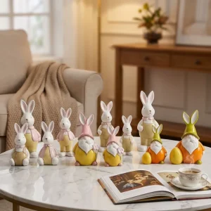 Home Party Supplies Tabletop Ceramic Decorative Centerpiece Bunny Rabbits Figurine Decor