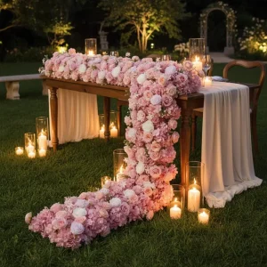 Home Vintage Road Lead Arrangement Table Runner Plant Silk Artificial Flowers Decoration for Wedding Photography Party