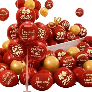 Horse Year New Year Gold Printed Balloon Decoration Set for Shopping Mall School New Year’s Day Event Party Decor