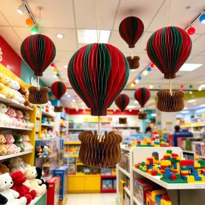 Hot Air Balloon Hanging Decor Lantern Paper Honeycomb Balls for Party Children’s Day Christmas Classroom Indoor Hot Air Balloon