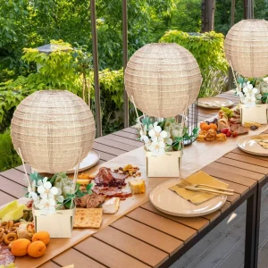 Hot Air Balloon Table Centerpieces DIY Boho Paper Lanterns Print Burlap Baby Shower Rustic Neutral Wedding Birthday Party Decor