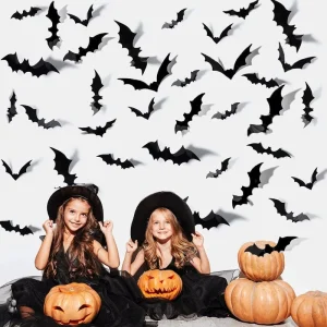 Hot Halloween 3D Black Bat Wall Sticker Spider Festival Party Decoration Large Medium Small Model Matching PVC Space Atmosphere