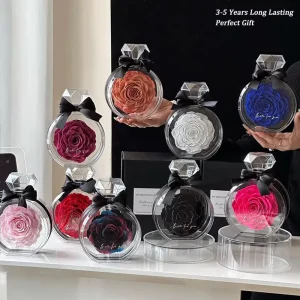 Hot Product Valentine’s Day & Thanksgiving Romantic Real Preserved Roses Preserved Rose in Glass of Perfume Bottle Wedding Gift