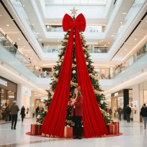 Hot Sales Giant Red Velvet Bow Christmas Tree Decorations for Christmas Party Atmosphere Decorative