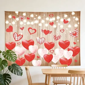 Hot Seller Wedding Proposal Valentine’s Day Easter Party Banner Backdrop Heart Love Rose Decorations 100% Polyester Customized