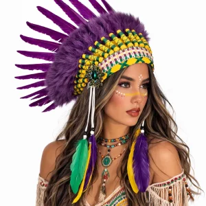 Hot Selling Carnival Feather Headdress Colorful Unisex Adult Party Costume In Stock