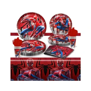 Hot Selling Cartoon Theme Party Supplies Disposable Tableware Set Paper Plate Cup Napkin for Children Birthday Party Decoration
