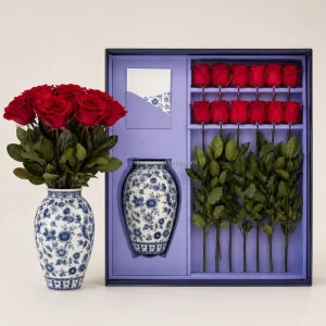 Hot Selling Everlasting Eternas Rosas Infinity Flower Bouquet Luxury Preserved Rose with Stem in Vase for Mothers Day Gifts