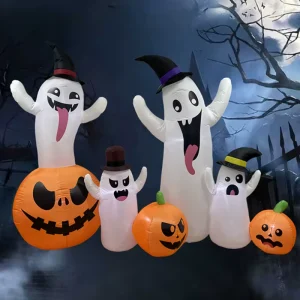 Hot Selling Manlian Customized Halloween White Ghost Pumpkin Air Model Inflatable Durable Waterproof Polyester Outdoor Teen