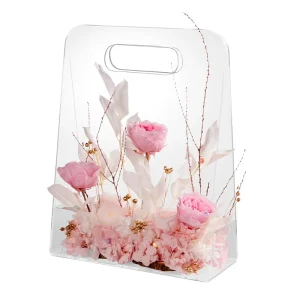 Hot Selling Preserved Rose Acrylic Handheld Flower Basket Box Long Lasting 3 5 Years Valentine’s Day Mother’s Day Gifts