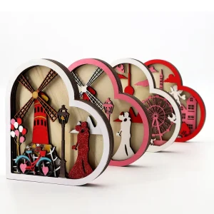 Hot Selling Romantic Valentine’s Day Love Heart Shape Wooden Decorations Valentine’s Day Gift Home Accessories
