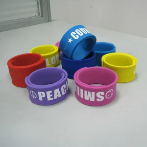 Hot Selling Snap Wristbands Custom Logo Printing Silicon Rubber Wrist Band Slap Silicone Bracelet for Kids Gifts