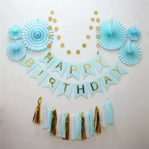 Hot Stamping Gold Paper Birthday Flag Set Graduation Diwali Christmas Party Stage Decoration Supplies