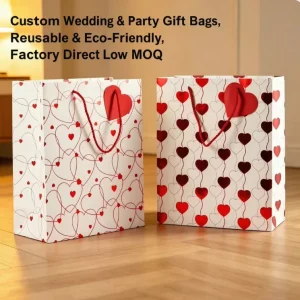Hot Stamping Print Coated Paper Gift Bags with Cotton Rope Handles Recycled Durable Party Favor Bags for Birthday Holiday Gifts