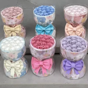 Hot Valentine’s Day Mother’s Day Graduation Christmas Bow Decorated Eternal Flower Bundle Preserved Roses Long Lasting