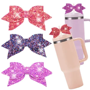 Hstyle Straw Topper Bow Straw Topper for Simple Modern Tumbler Bow Straw Decoration for Stanley Cup Accessories