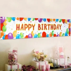 Huge Folding Happy Birthday Balloon Banner Sign Cotton Canvas Style Digital Printing Party Supplies