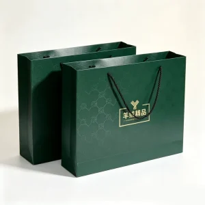 Hunter Green Tote Gold Monogram & Cashmere Badge for Apparel & Designer Wear Packaging Boxes Custom