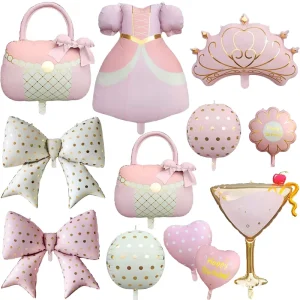 INS Style Matte Princess Dress Handbag Bow Foil Balloon Girly Cartoon Shaped Balloon Girls Birthday Party Vibe Decoration