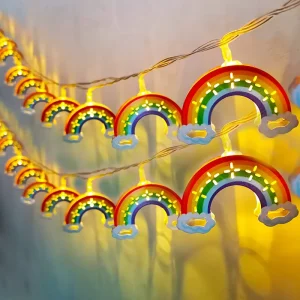 IP44 Colorful Rainbow LED Iron String Lights 3M/6M Rechargeable Dimmable Party Holidays Decorative Hanging Lights Battery