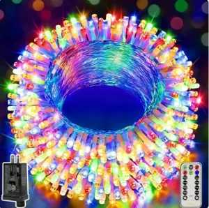 IP44 Rated 1000LED String Multicolor Fairy Lights Remote 3 Timer 8 Modes Dimmable for Indoor Outdoor Christmas Tree Decorations