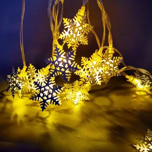 IP44 Rechargeable USB Battery Operated 3M/6M LED String Lights Iron Warm Snowflake Christmas Tree Decoration Indoor
