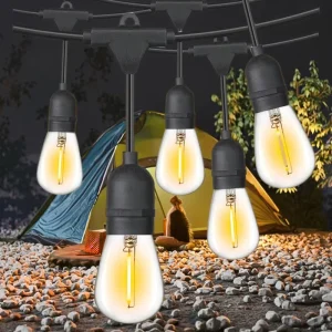 IP44 Waterproof LED Commercial Fixed Socket PVC 100% Copper Outdoor String Lights 2700K Soft Warm White
