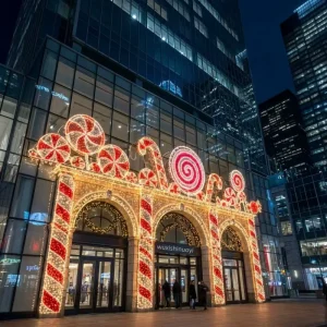 IP65 3D LED Candy Cane Motif Light Aluminum Alloy Frame Multi Color Christmas Outdoor Decor