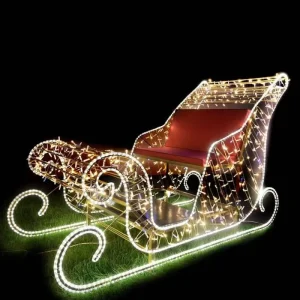 IP65 Christmas Reindeer with Sled Chair Decoration LED Motif Lights Large Xmas Santa Sleigh Jumbo Sled for Festive Displays