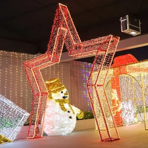 IP65 Commercial Use PVC LED 3D Star Arch Landscape Motif Lights 2700K Warm White Dimmable CRI 50 Multi Voltage Christmas Holiday