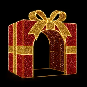 IP65 Giant Walk-Though CE UL SAA RoHS LED Holiday Gift Box Archway Motif Light for Town Center Christmas Market Park Entrance