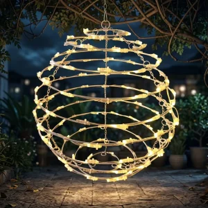 IP65 LED 3D Retractable Ball Motif Decoration Lights Outdoor Christmas Ramadan Festival Lighting Hanging Street Design