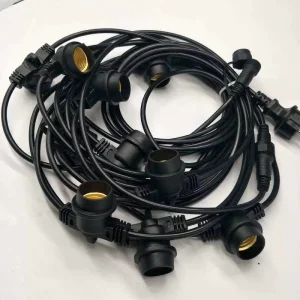 IP65 Outdoor Holiday Lighting LED Lights Christmas Party Garland Black Round PVC Wire Solar Garden Festoon Lights