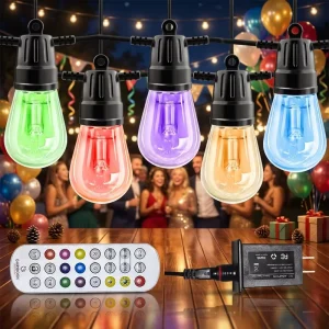 IP65 Waterproof Outdoor Party Led Christmas String Lights 15M Holiday Wedding Decorative Led Bulb String Lights for Garden Yard