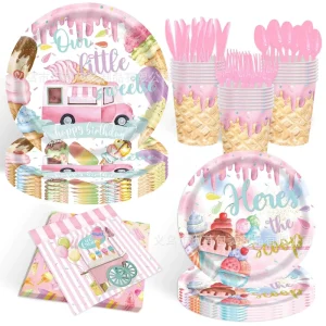 Ice Cream Dessert House Summer Party Supplies Layout for Birthday Celebration