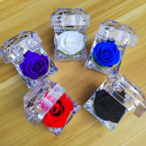 Immortal Eternal Rose Acrylic Ring Box for Graduation Christmas Perfect Gift for Girlfriend Mother Valentine’s Day Birthday