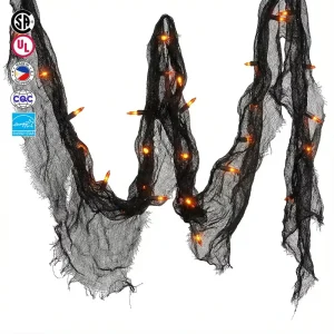 In Stock Spooky Ghost Shape Gauze Halloween Lights with Warm White Glow Fast Delivery for Indoor Home Party Room Decor