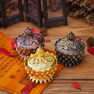 Incense Burner Display Stand Bronze Sets Incense Burner Gold Lotus Metal Mubkhar Cense Incense Burner Holder