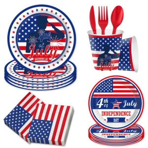 Independence’s Day Theme Birthday Party Tableware America 4th OfJuly Disposable Party Supplies Set Party Paper Plate Cup Napkin