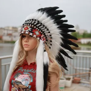 Indian Feather Headdress Black Bar Stage Performance Motorcycle Party Event Photography Costume Children