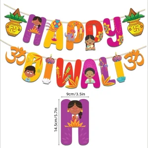 Indian Light Festival Diwali Party Backdrop Banner Happy Diwali Candle Letters Flag Garland Party Supplies