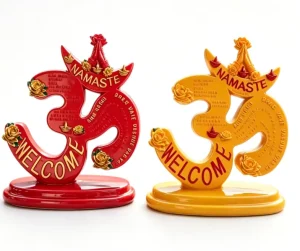 Indian OM Symbol Resin Car Dashboard Ornament Namaste Welcome Hindu Religious Statue Traditional Hinduism Indian Festival