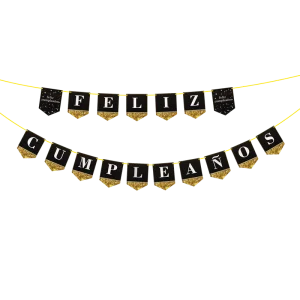 Individual Package 12*17cm Happy Birthday Hanging Paper Banner Gold Stamping Birthday Banner for Party Wall Decoration Supplies