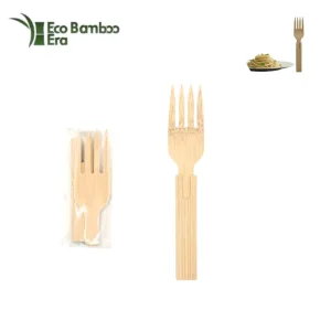 Individually Wrapped Portable Tableware Bulk Custom Logo Disposable Folding Bamboo Forks