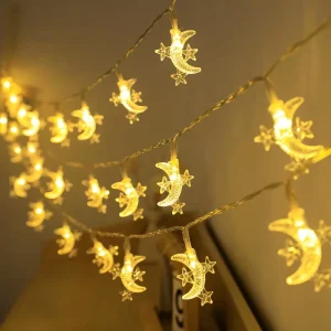 Indoor 3M 20 LED Fairy Lights String Light IP44 Plastic Star Moon LED Light for EID Mubarak Ramadan Kareem Decoration