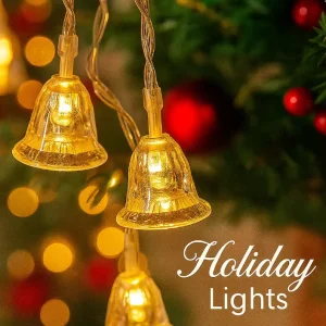 Indoor Christmas LED Copper IP65 Low Voltage Rechargeable Battery Powered Hanging Bell String Lights Decorative Lighting