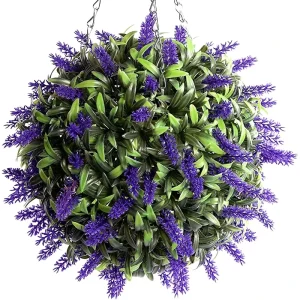 Indoor Decoration Artificial Boxwood Ball With Lavender Plastic Plant Ball
